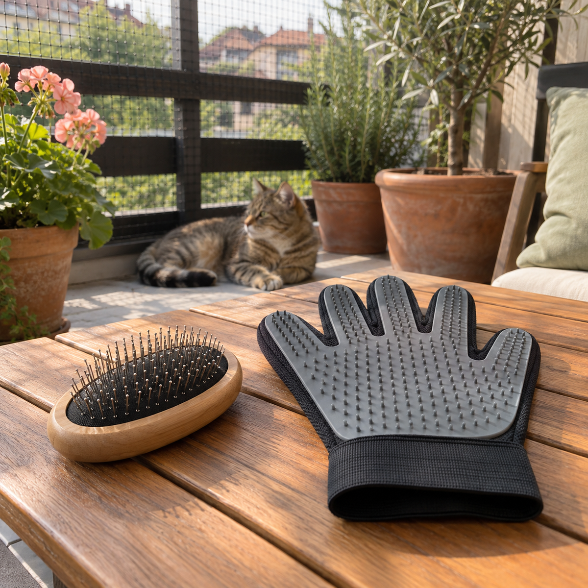 Fellpflege-Set Bürste und Handschuh