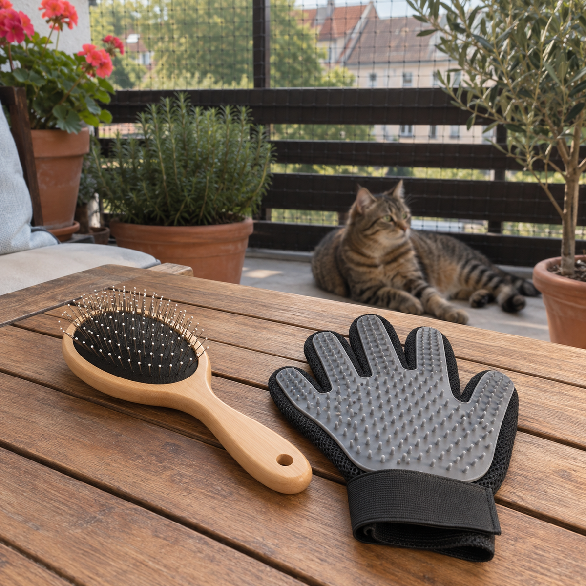 Fellpflege-Set Bürste und Handschuh