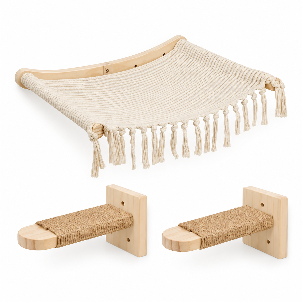 Katzen-Wandregale aus Holz, 11 Bauteile zum Kombinieren