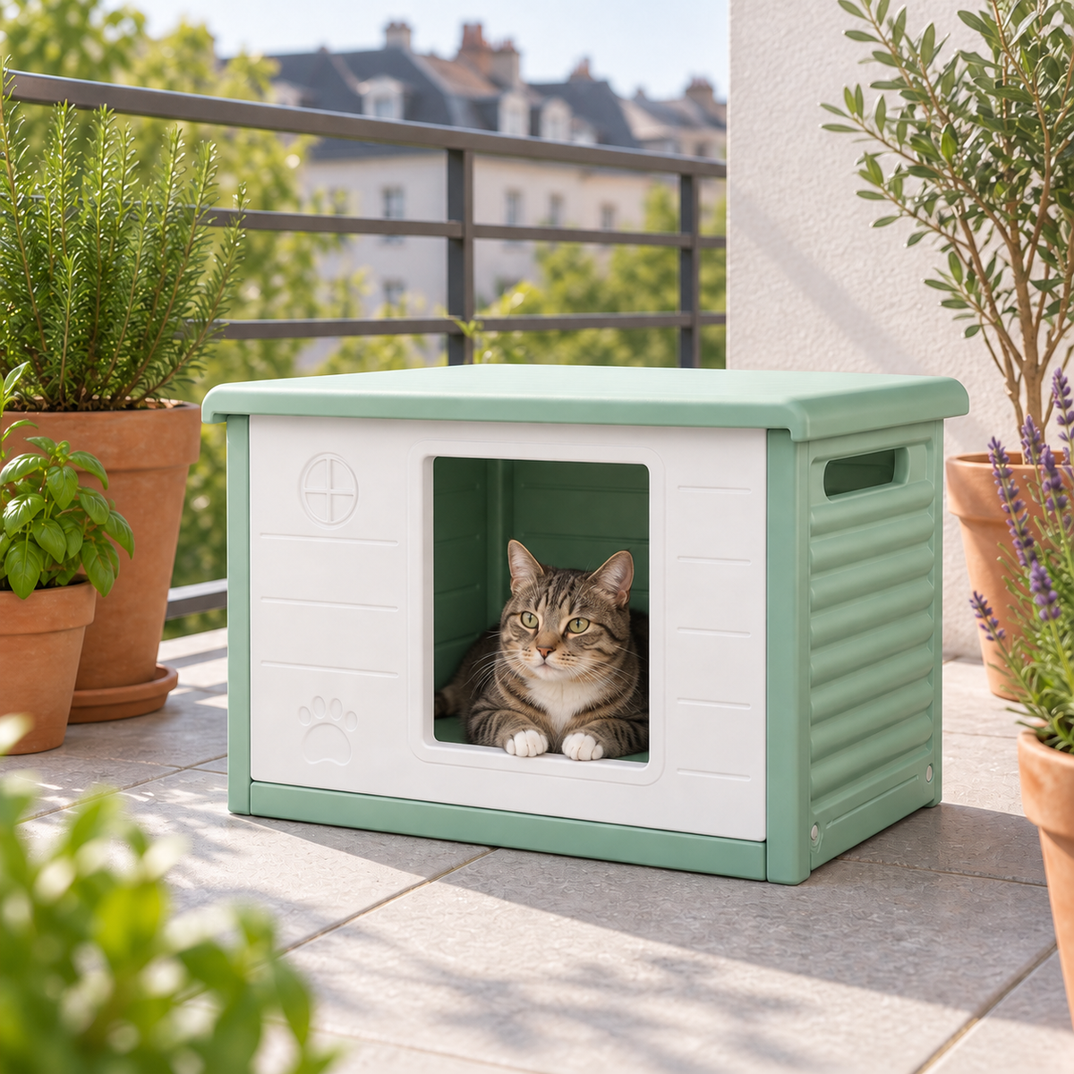 Katzenhaus wetterfest, 60 × 42 cm, mit oder ohne Tür