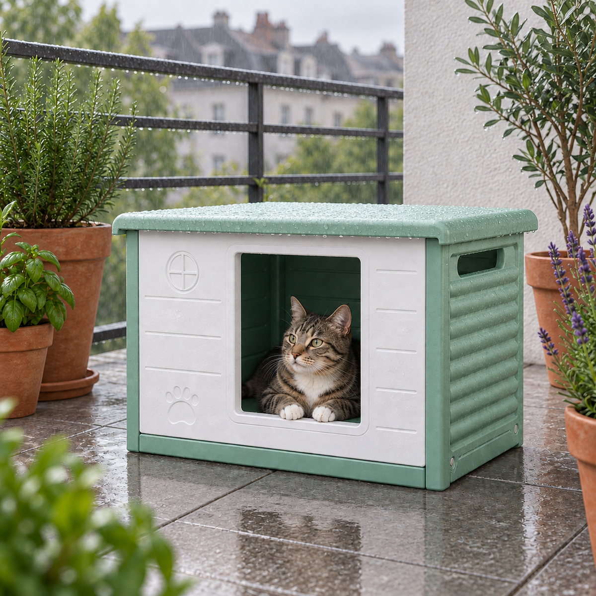 Katzenhaus wetterfest, 60 × 42 cm, mit oder ohne Tür