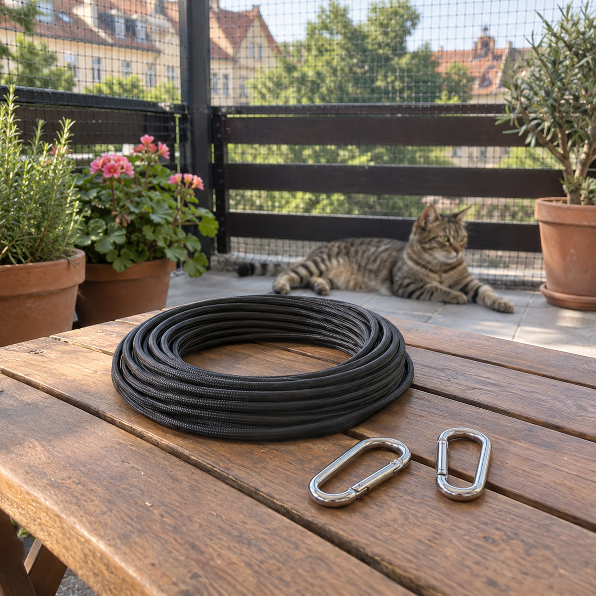 Spannseil-Set mit Karabinern 20 m